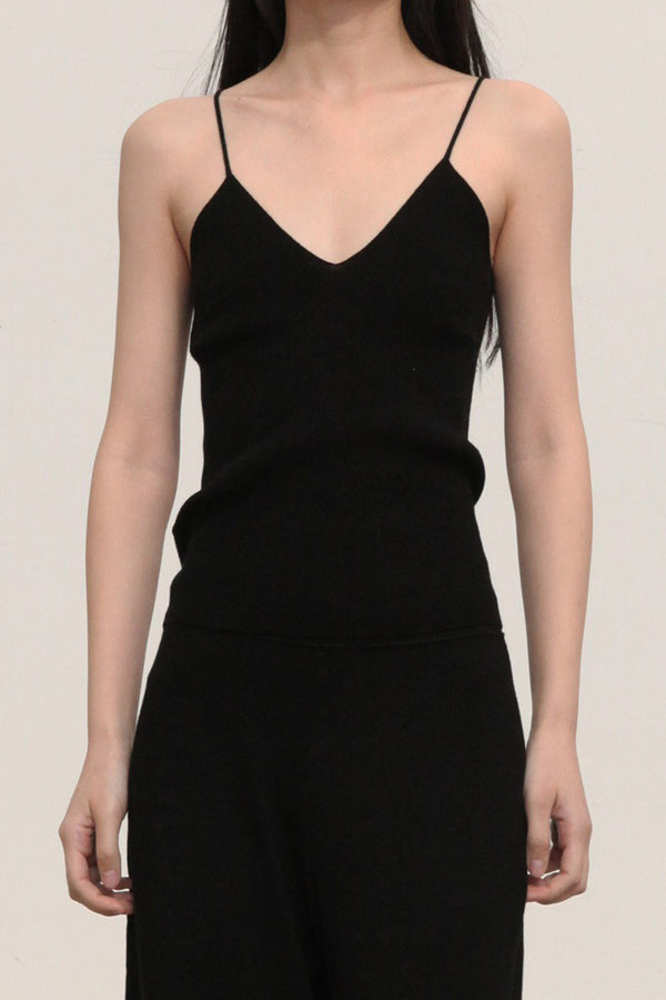 SWAYING/KNIT V-neck knitted camisole SW22AW1T05 black PS63